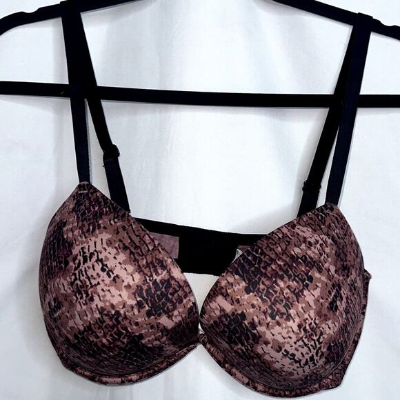 Victoria Secret Pink Womens Size 36DD Pink Black Reptile Pattern Push Up Bra - Picture 1 of 4